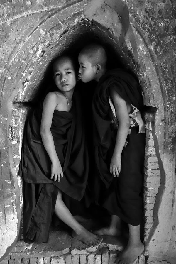 Kissing Monks #1 Photograph by Lauren Rathvon
