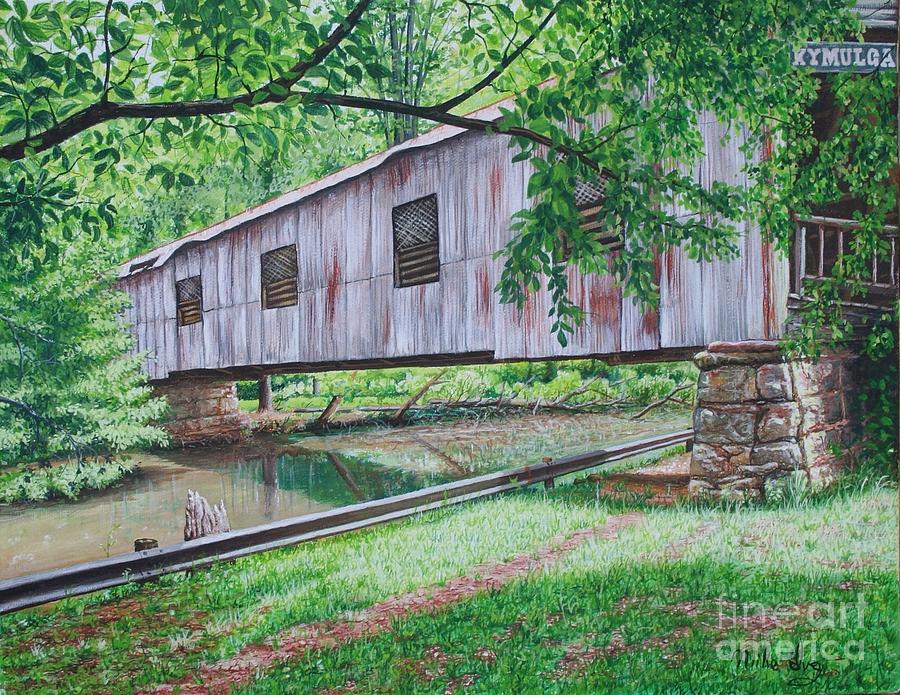 Kymulga Covered Bridge #1 Painting by Mike Ivey