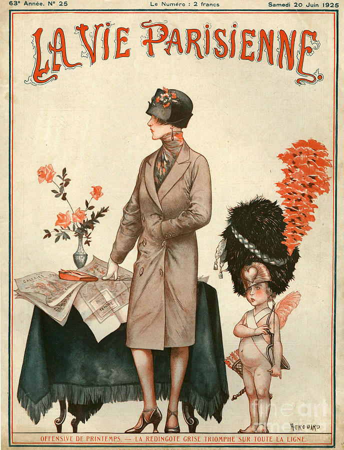 1920s La Vie Parisienne Le Modele a le Coeur France French Travel Poster Print 