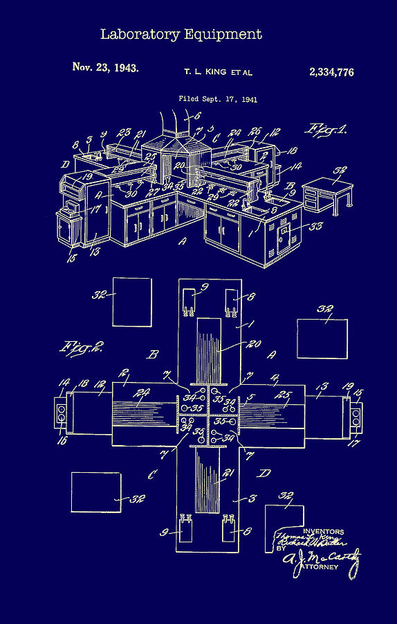 Laboratory Equipment Patent 1943 #1 Drawing by Mountain Dreams
