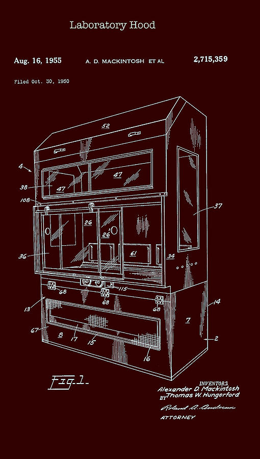Laboratory Hood Patent 1955 #1 Drawing by Mountain Dreams