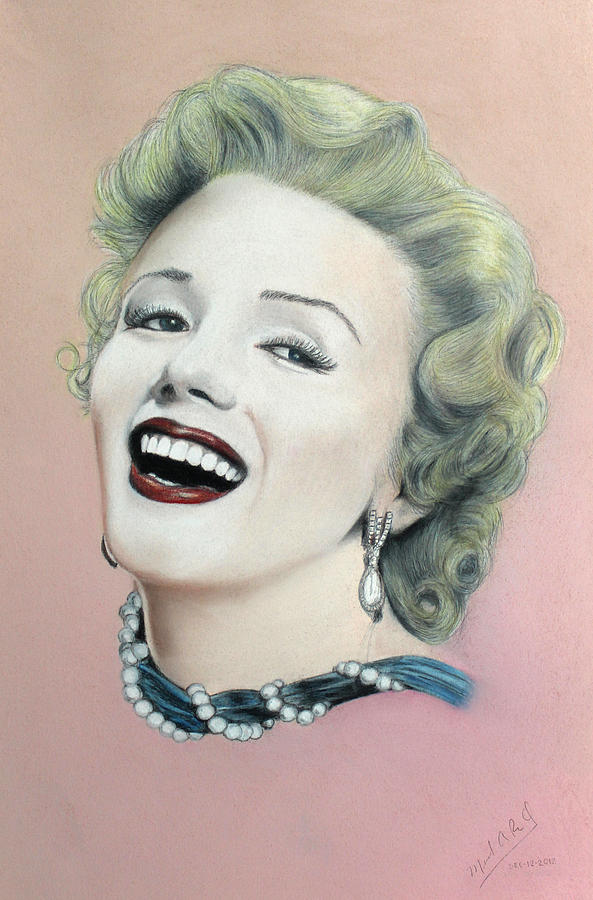Marilyn Monroe Drawing - Lady in Pink FINISHED #1 by Miguel Rodriguez