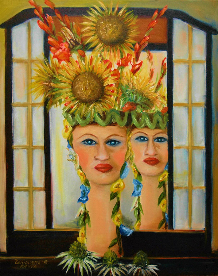 Lady In The Mirror Painting by Bernadette Krupa