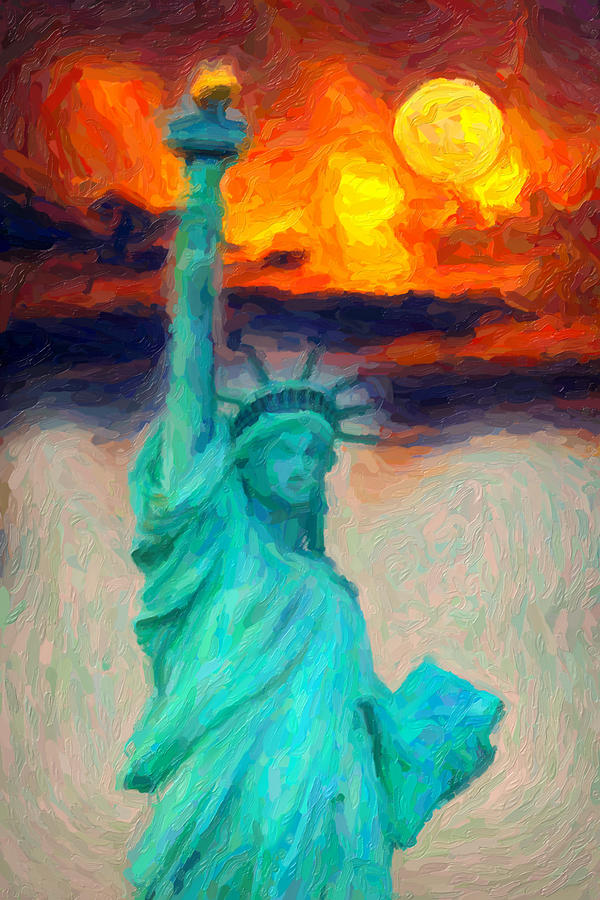 New York City Painting - Lady Liberty #2 by Celestial Images