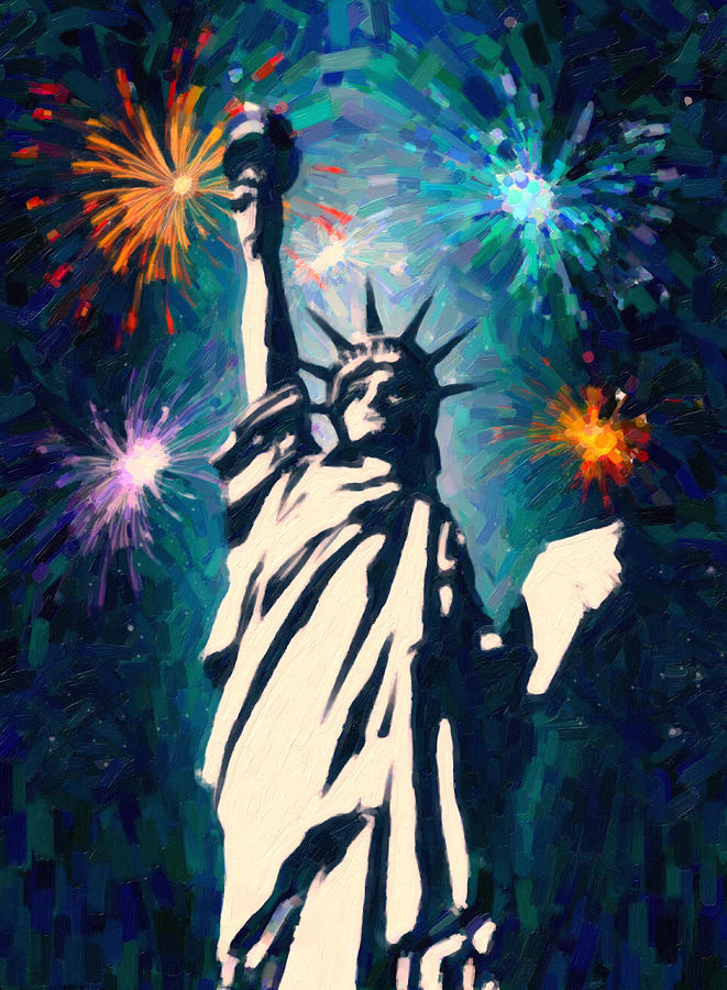 Lady Liberty #1 Painting by MotionAge Designs