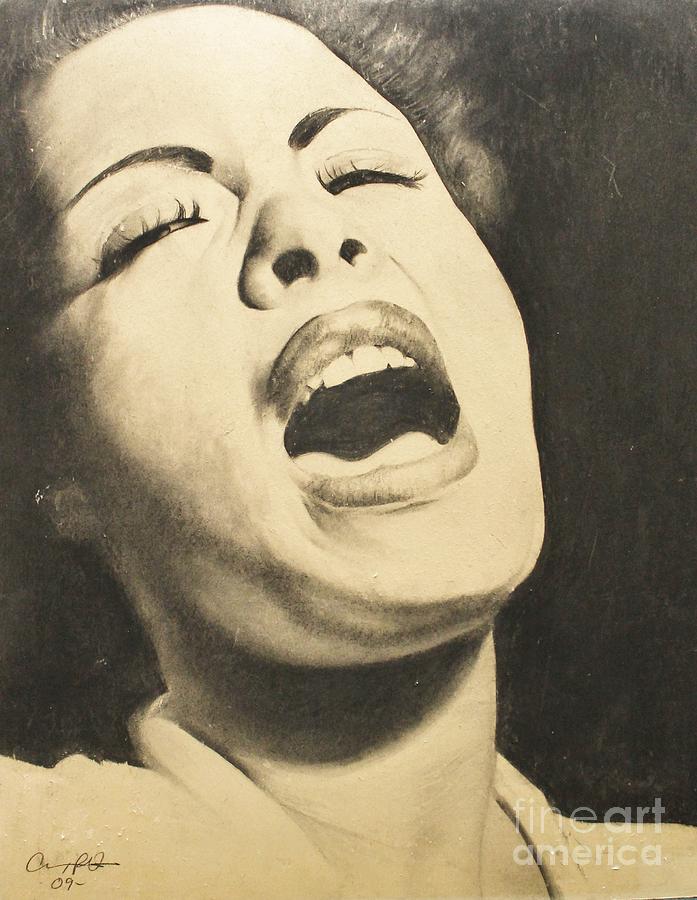 Billie Holiday Drawing - Lady Sings by Adrian Pickett