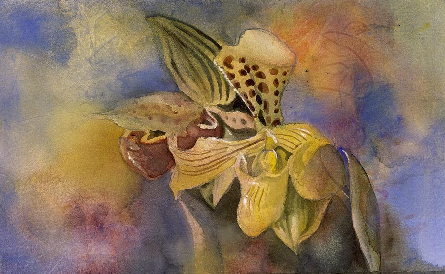 Ladyslipper Orchid With Blues #2 Painting by Alfred Ng