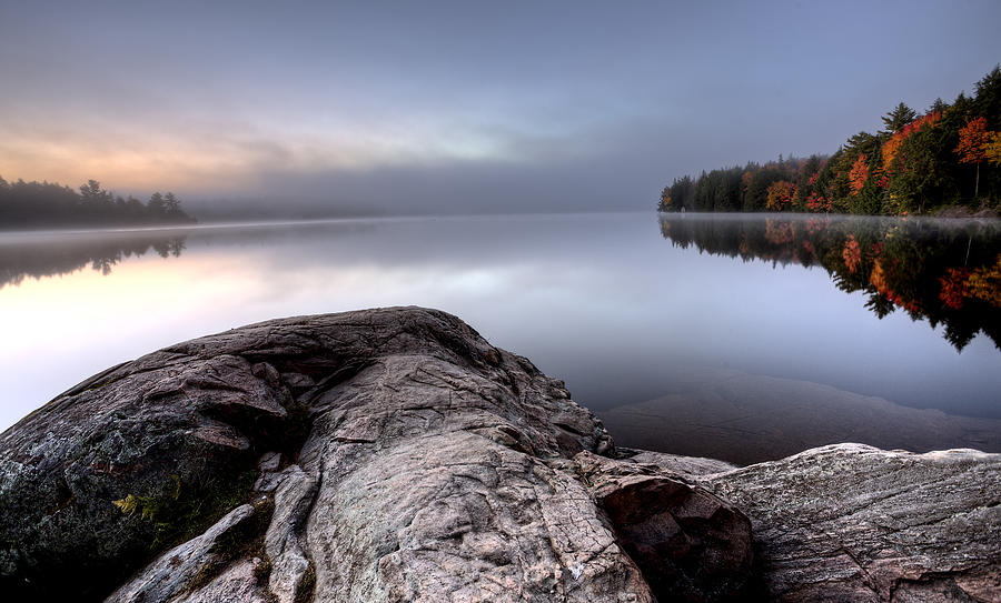 Lake in Autumn sunrise reflection #1 Photograph by Mark Duffy
