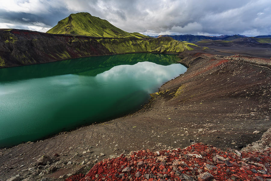 Lake In The Volcano, In Central Iceland #1 Photograph by Gavriel Jecan