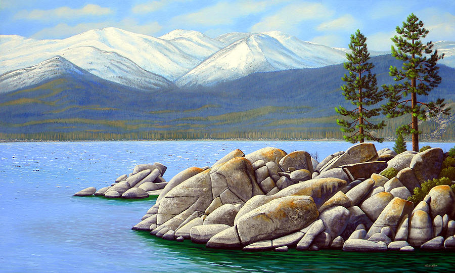 Lake Tahoe Sand Harbor Painting by Frank Wilson