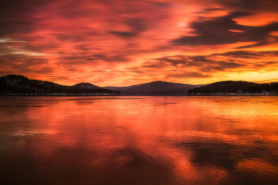 Lake Winnipesaukee - Fiery Sunrise Photograph by Robert Clifford