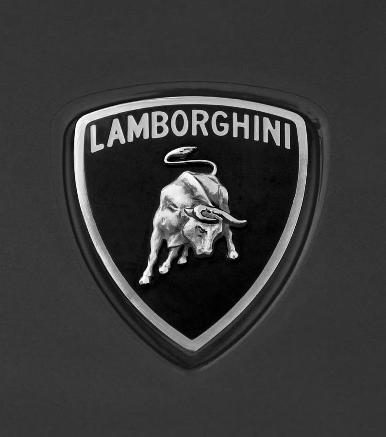 Black And White Photograph - Lamborghini Emblem #1 by Jill Reger