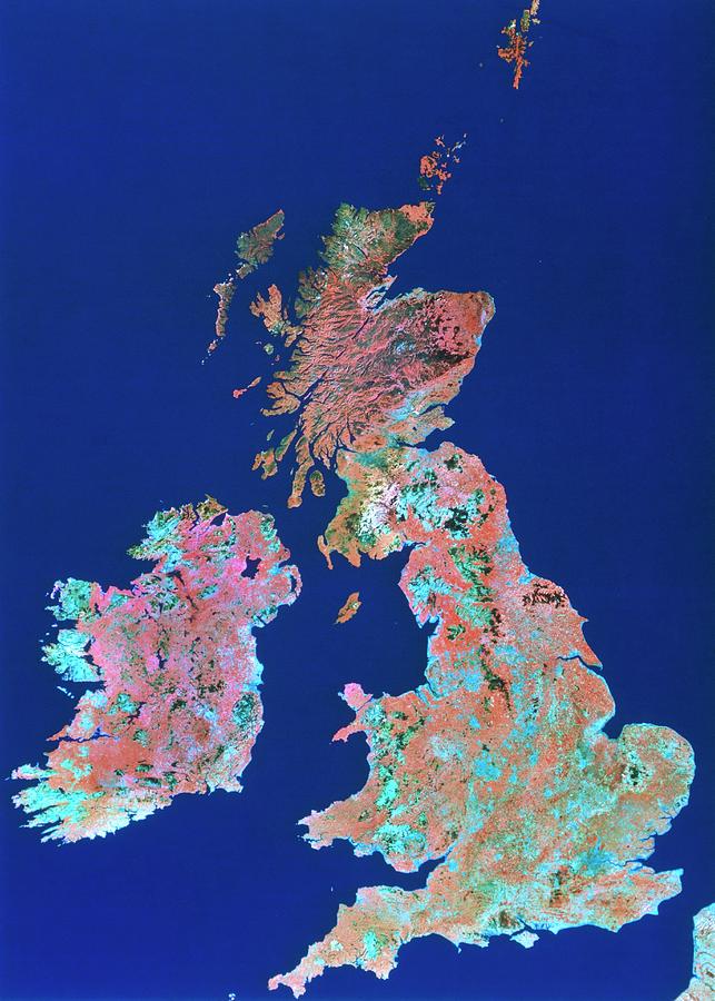 Landsat Mosaic Of British Isles Photograph by Nrsc Ltd/science Photo ...