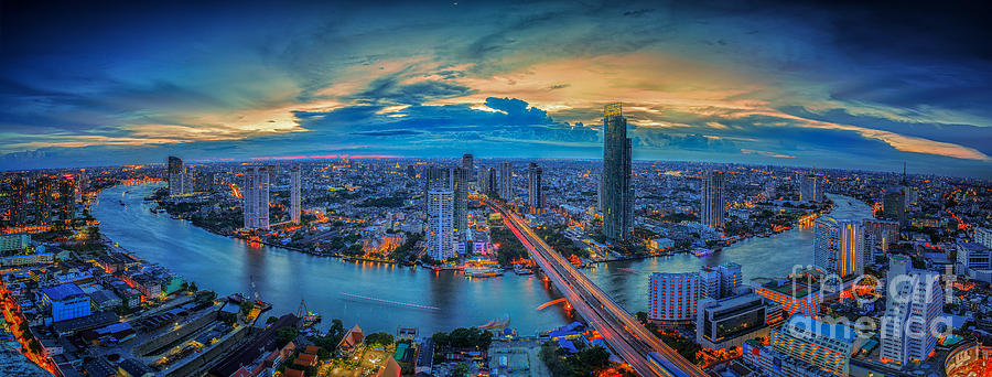 Landscape of River in Bangkok city #1 Photograph by Anek Suwannaphoom