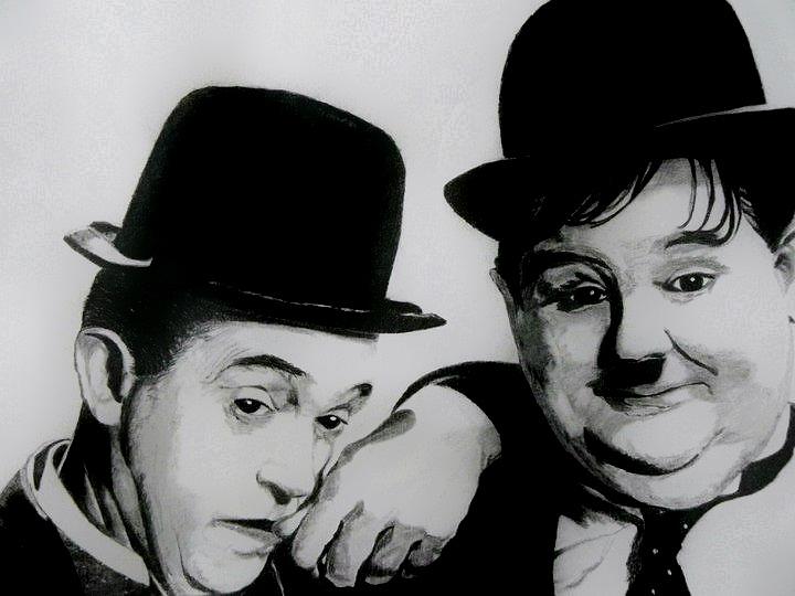 Laurel and Hardy Drawing by Catherine Davies