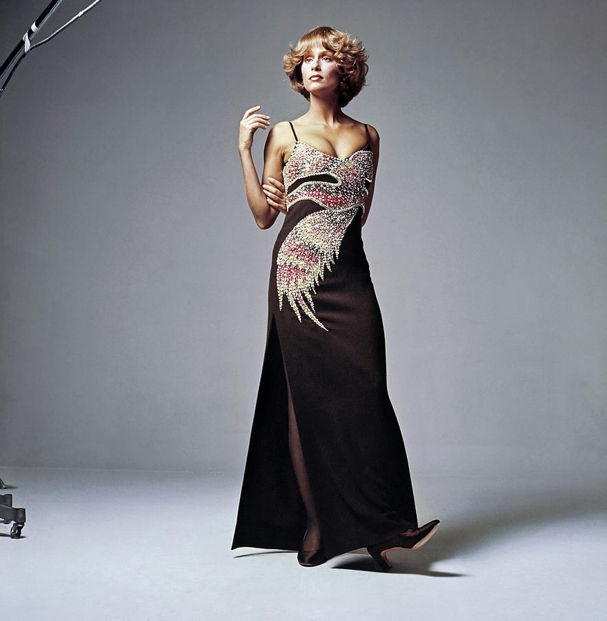Lauren Hutton Wearing A Galanos Dress #1 Photograph by Bert Stern