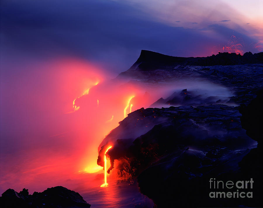 Hawaii Volcanoes National Park Photograph - Lava Streams Into The Ocean, Kilauea #1 by Douglas Peebles
