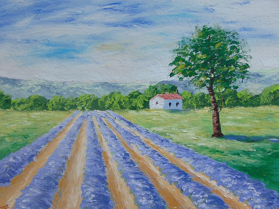 Lavender field #1 Painting by Frederic Payet
