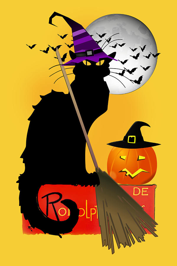 Le Chat Noir - Halloween Witch Digital Art by Gravityx9   Designs