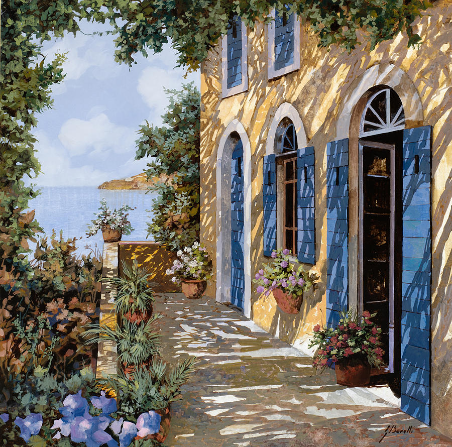 Flower Painting - Altre Porte Blu #1 by Guido Borelli