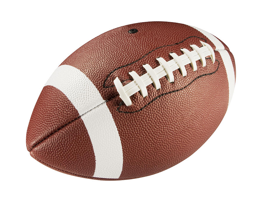 Leather American football on white background #1 Photograph by AnthiaCumming