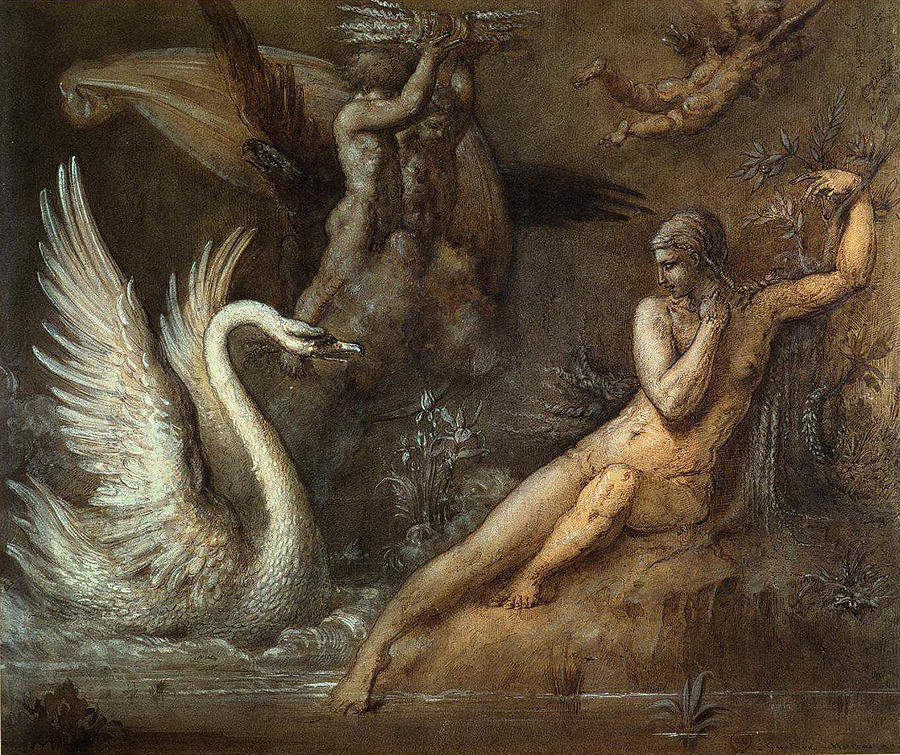Leda and the Swan Drawing by Gustave Moreau