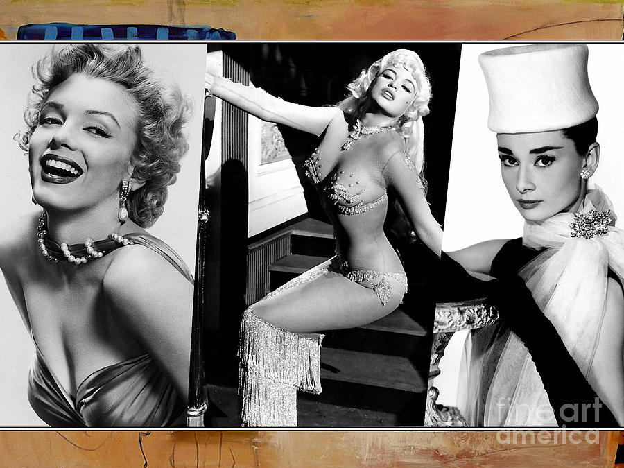 Legends Marilyn Monroe Jane Mansfield and Audrey Hepburn #1 Mixed Media by Marvin Blaine
