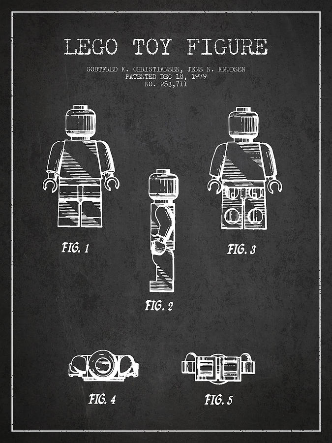 Science Fiction Digital Art - Lego Toy Figure Patent - Dark #2 by Aged Pixel