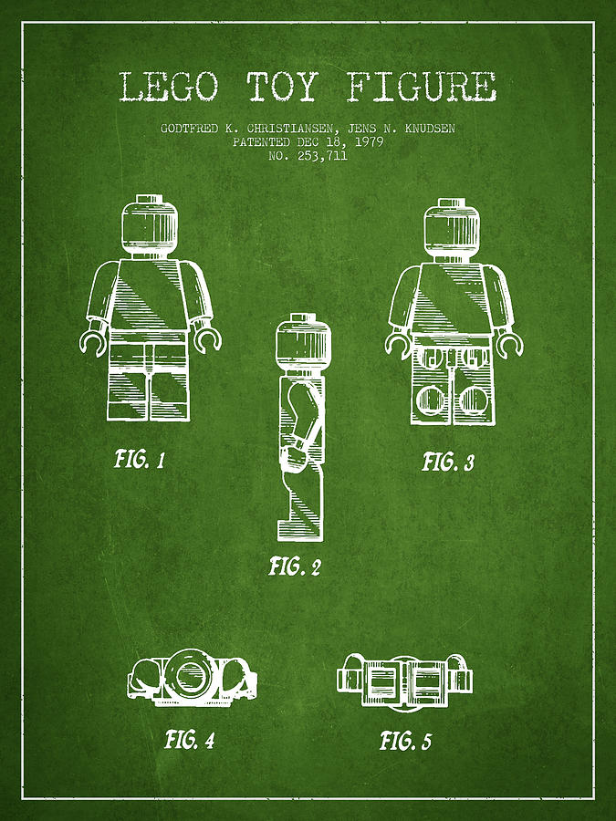 Lego Toy Figure Patent - Green Digital Art