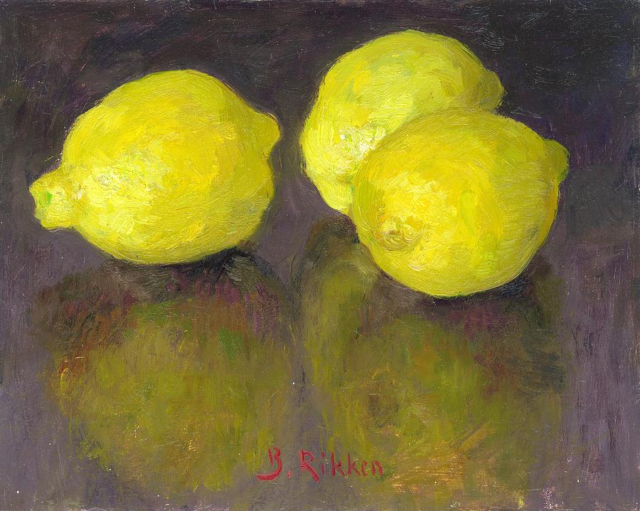 Lemons Painting - Three Lemons by Ben Rikken Lemons Painting - Three Lemons by Ben Rikken