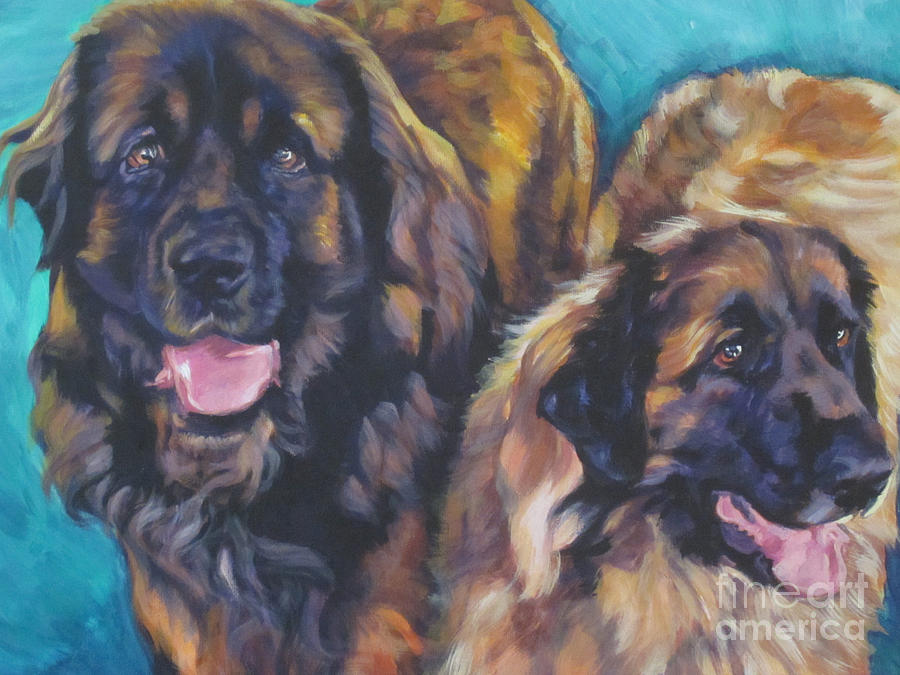 Dog Painting - Leonberger Pair #1 by Lee Ann Shepard