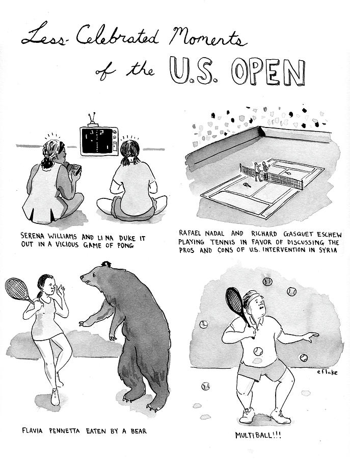 Less Celebrated Moments Of The Us Open #1 Drawing by Emily Flake