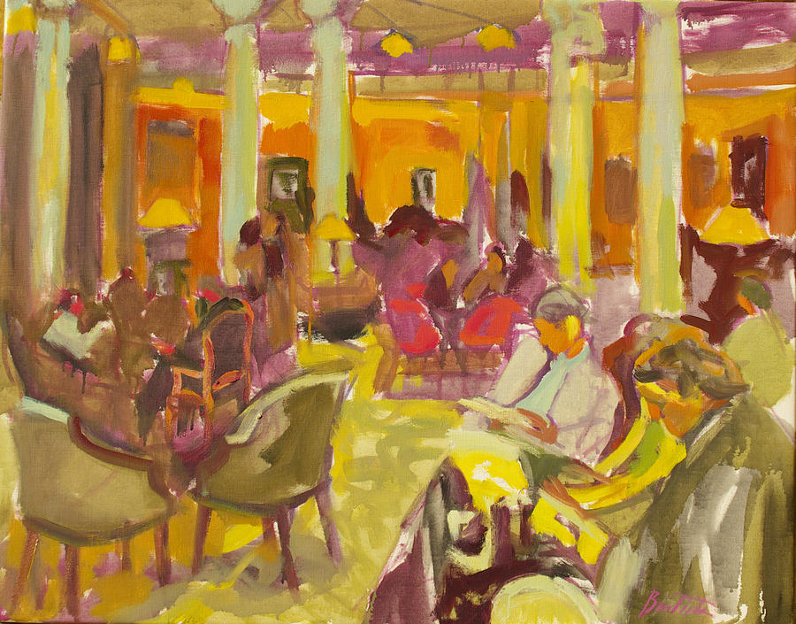 Jose Bautista Painting - Leyendo En El Hotel #2 by Jose Bautista