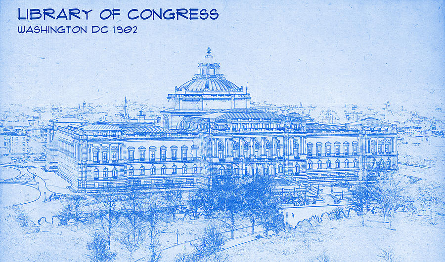 Library of Congress Washington DC 1902 Blueprint #1 Digital Art by MotionAge Designs