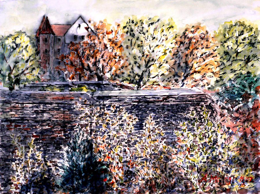 Lifting dark Nuremberg emperors castle #1 Painting by Almo M