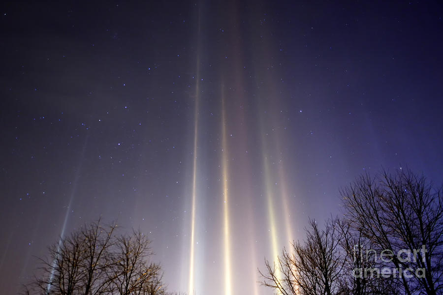 Interstellar Photograph - Light Pillars and Cassiopeia #1 by Thomas R Fletcher