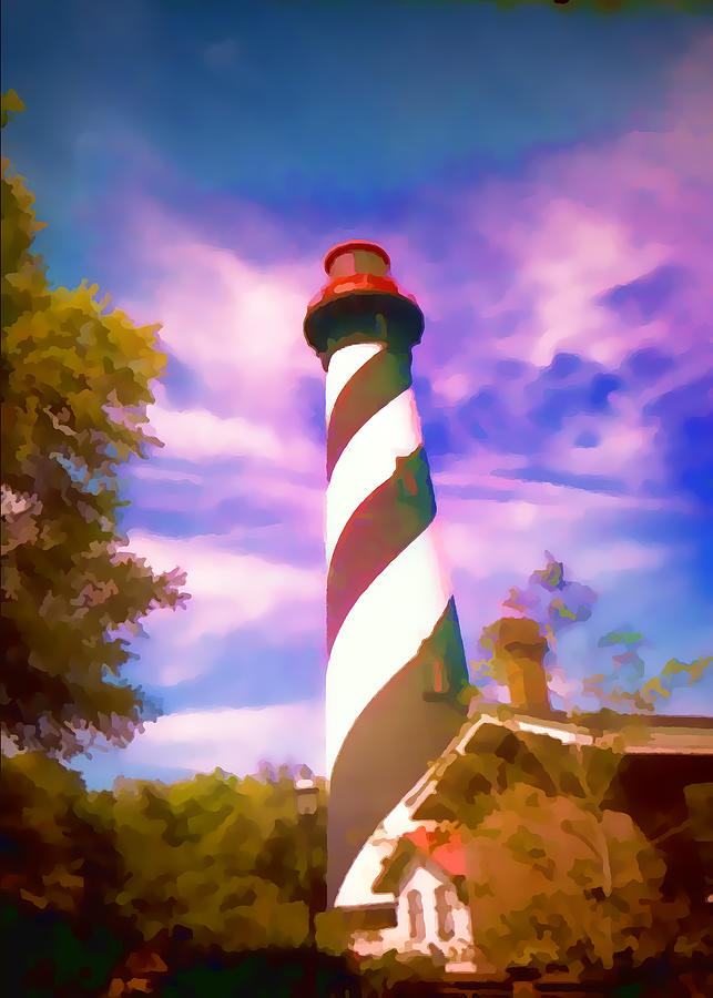 Lighthouse Painterly  Digital Art by Cathy Anderson
