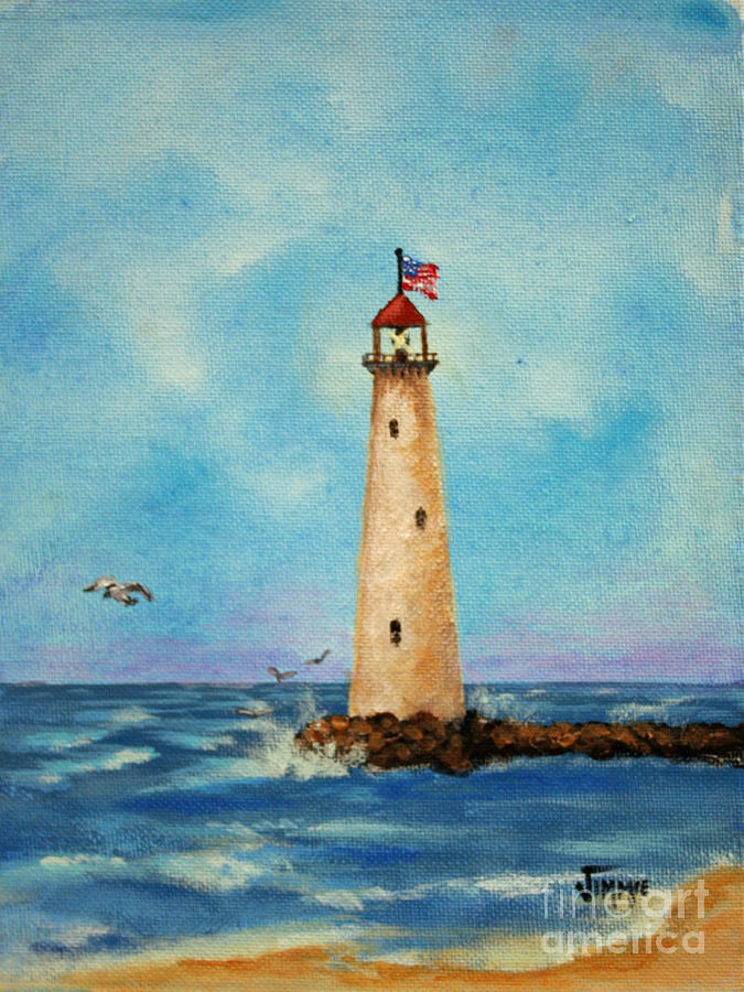 Lighthouse in Winter #1 Painting by Jimmie Bartlett