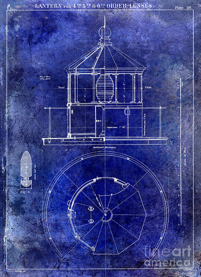 Lighthouse Lantern Lense Order Blueprint  #1 Drawing by Jon Neidert