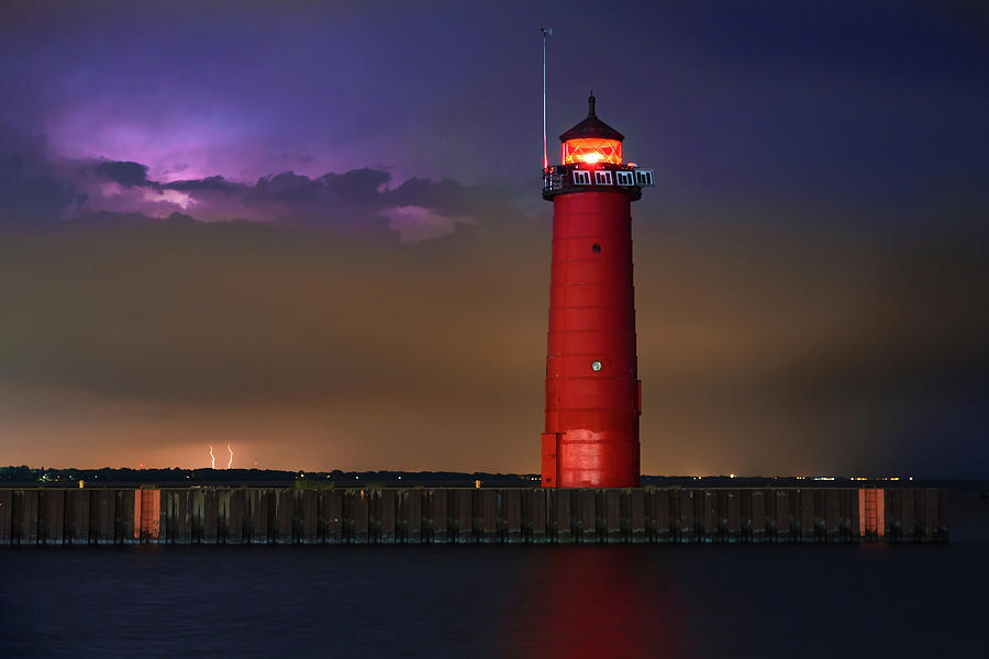 Lighthouse Lightning Photograph by Kenneth keifer