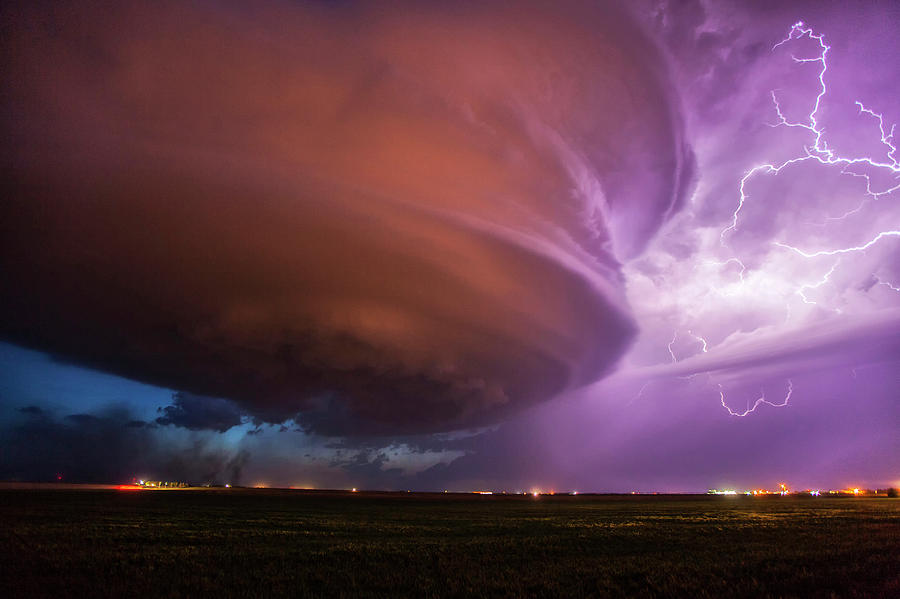 Nature Photograph - Lighting And Supercell Storm #1 by Roger Hill