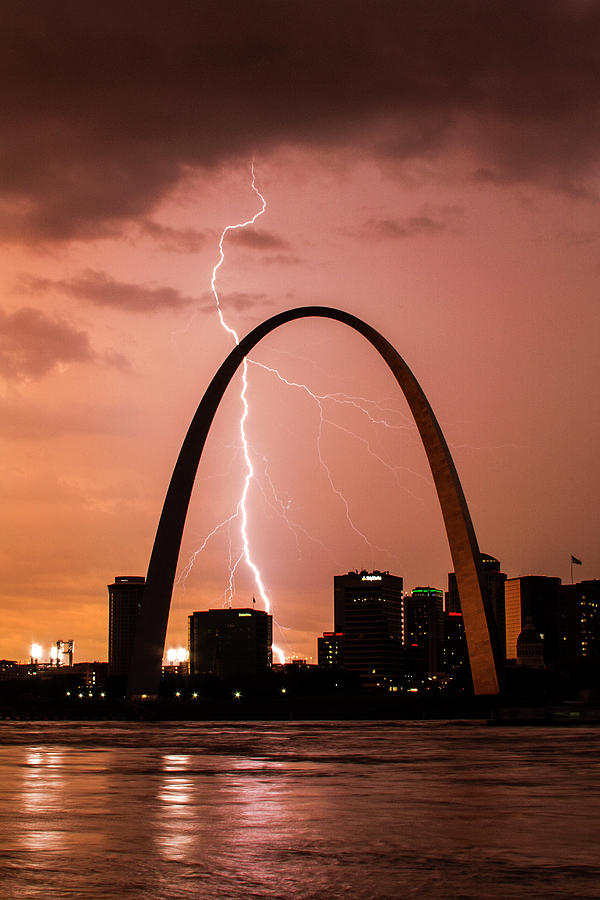 Lightning storm over St Louis Photograph by Garry McMichael