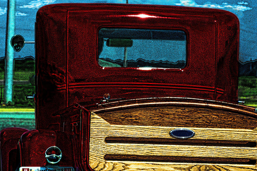 Lil Red I Antique Pick Up Truck ART 2 Mixed Media by Lesa Fine