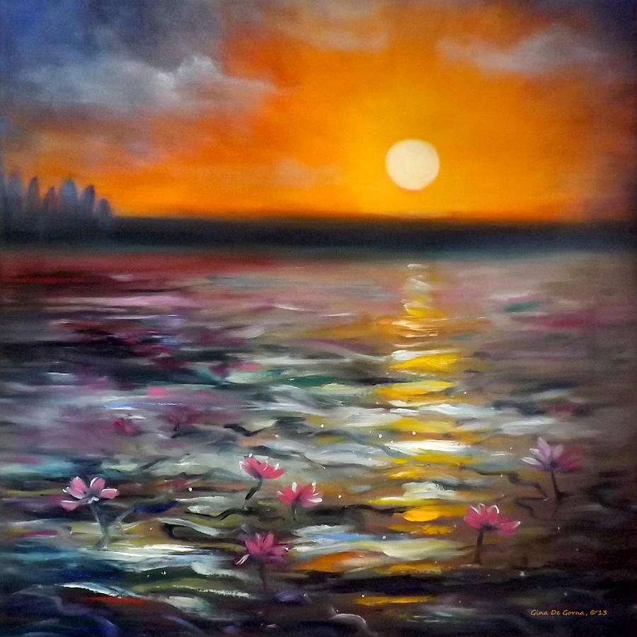 Lily Sunset Painting by Gina De Gorna