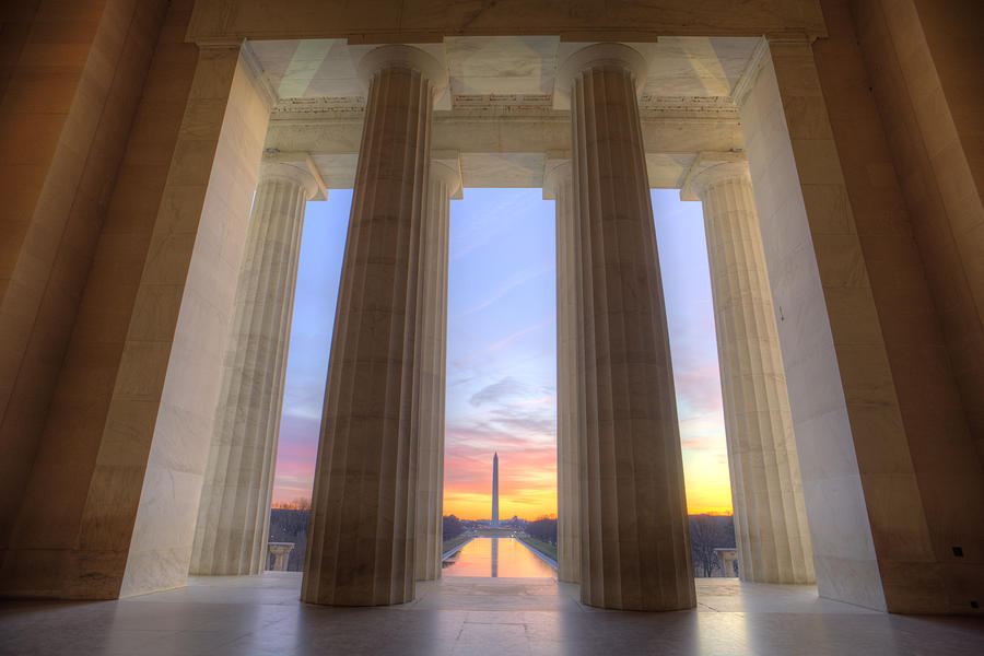 Lincoln Memorial at sunrise #1 Photograph by Tomwachs