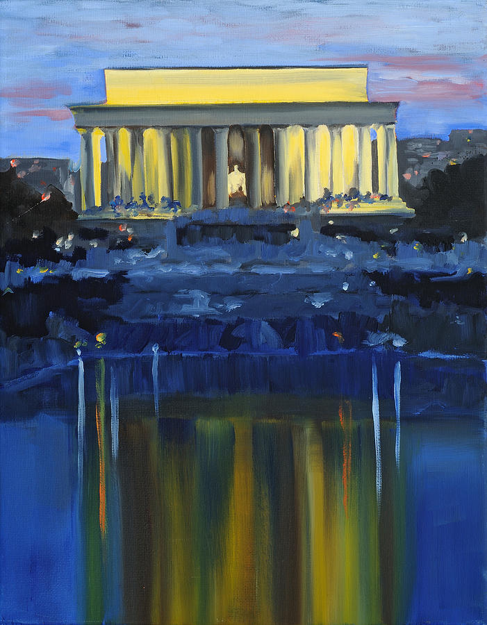 Lincoln Memorial Painting - Lincoln Memorial Twilight #2 by Anne Lewis
