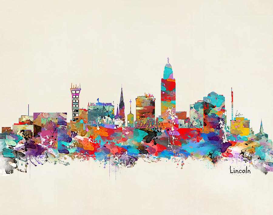 Lincoln Nebraska Skyline Painting - Lincoln Nebraska Skyline by Bri Buckley Lincoln Nebraska Skyline Painting - Lincoln Nebraska Skyline by Bri Buckley