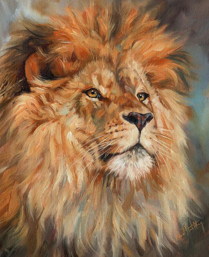 Lion Painting - Lion #1 by David Stribbling