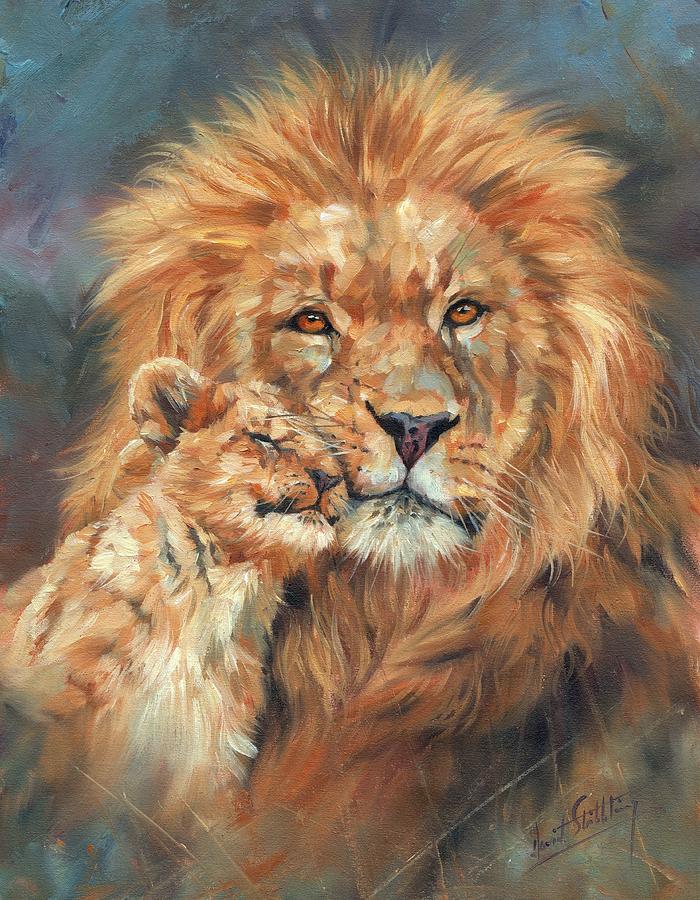 Lion Love #1 Painting by David Stribbling