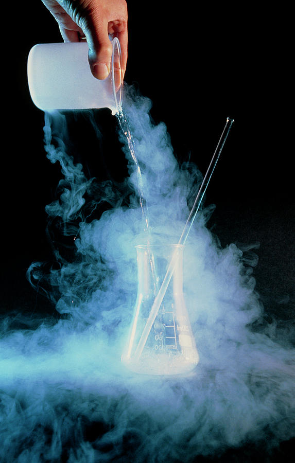 Liquid Nitrogen Being Poured Into Flask #1 Photograph by David Taylor/science Photo Library